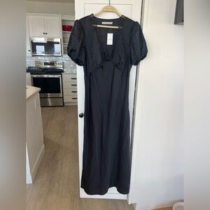 Abercrombie & Fitch Black Long Sleeve Puff-Sleeve Maxi Dress